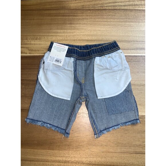 Cat & Jack Boys Blue Denim Distressed Flexible Drawstring Bermuda Shorts Size XS - Picture 5 of 10